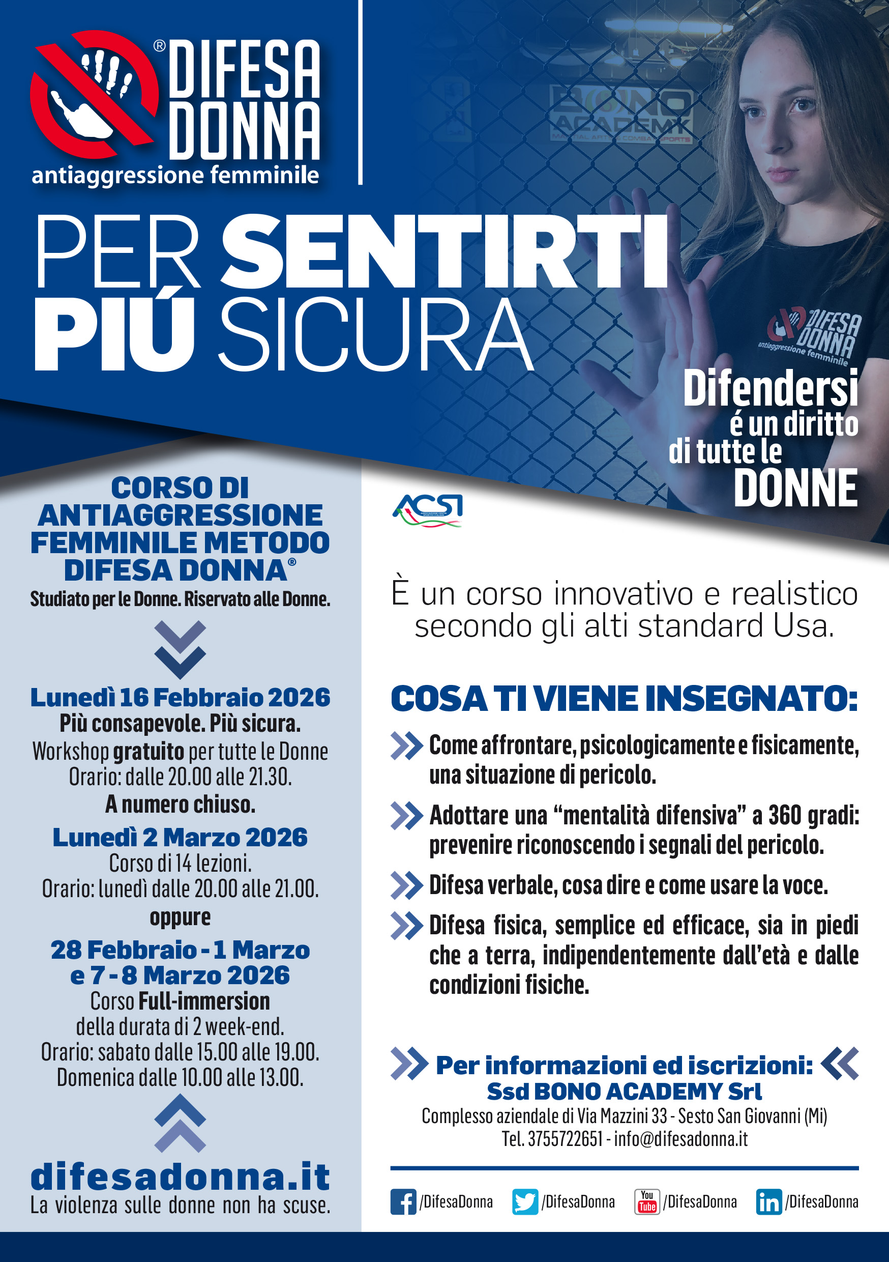 Corso di antiaggressione femminile a Sesto San Giovanni (Milano)